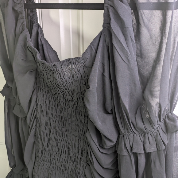 Nasty Gal Black Sheer Ruched Blouse - Picture 5 of 10